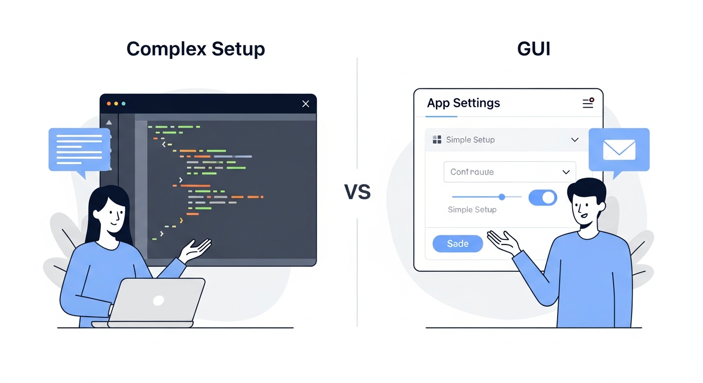 Code config vs simple GUI setup