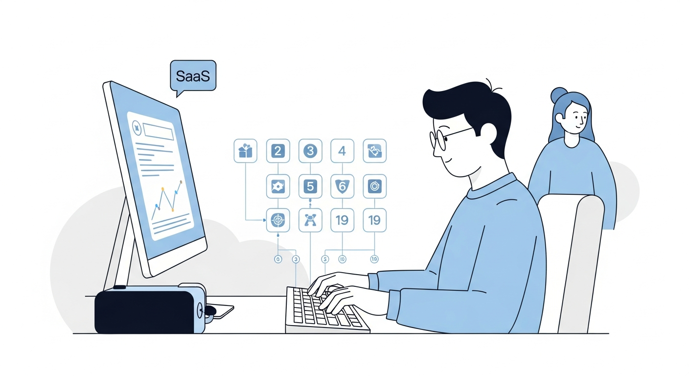 Developer at keyboard with muscle memory app switching workflow on Mac
