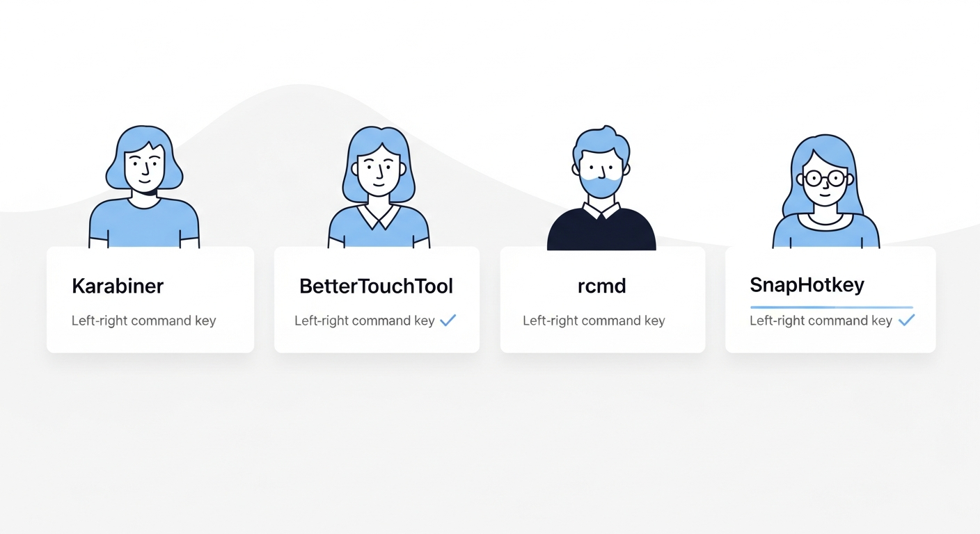 Comparison of tools that support left right command key distinction