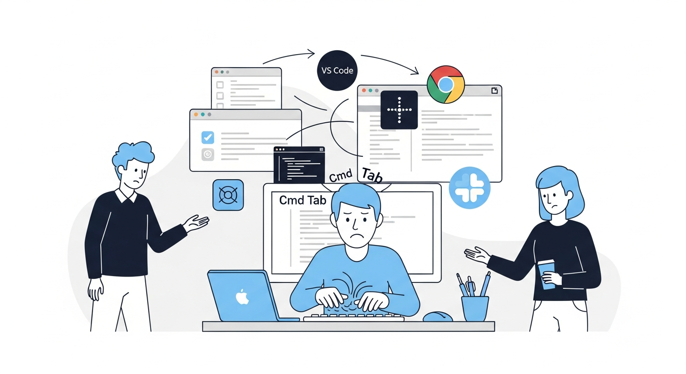 Developer frustrated with Cmd+Tab cycling through too many apps